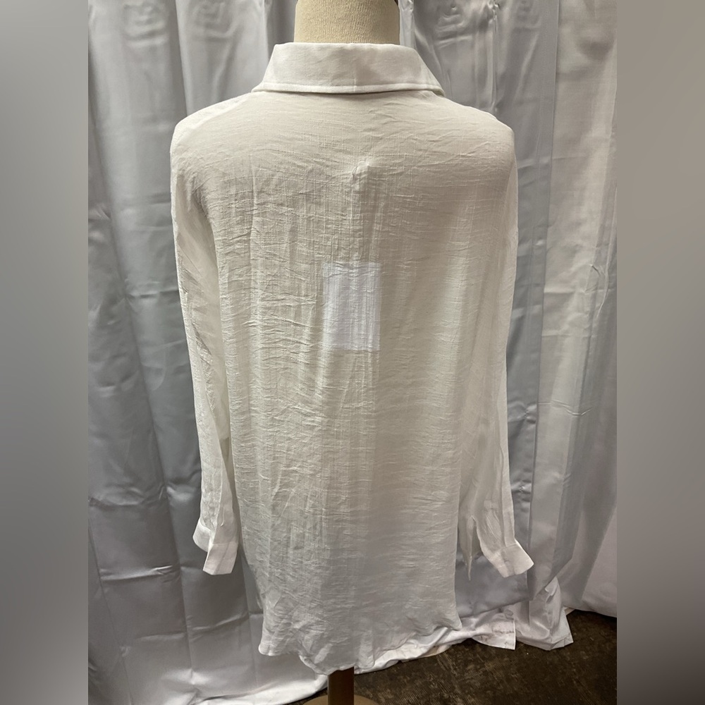 HELSA Gauze/Linen Button Down Shirt - Picture 2 of 3